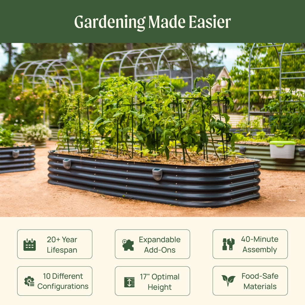 17" Tall 10 In 1 Jumbo Modular Metal Raised Garden Bed Kit