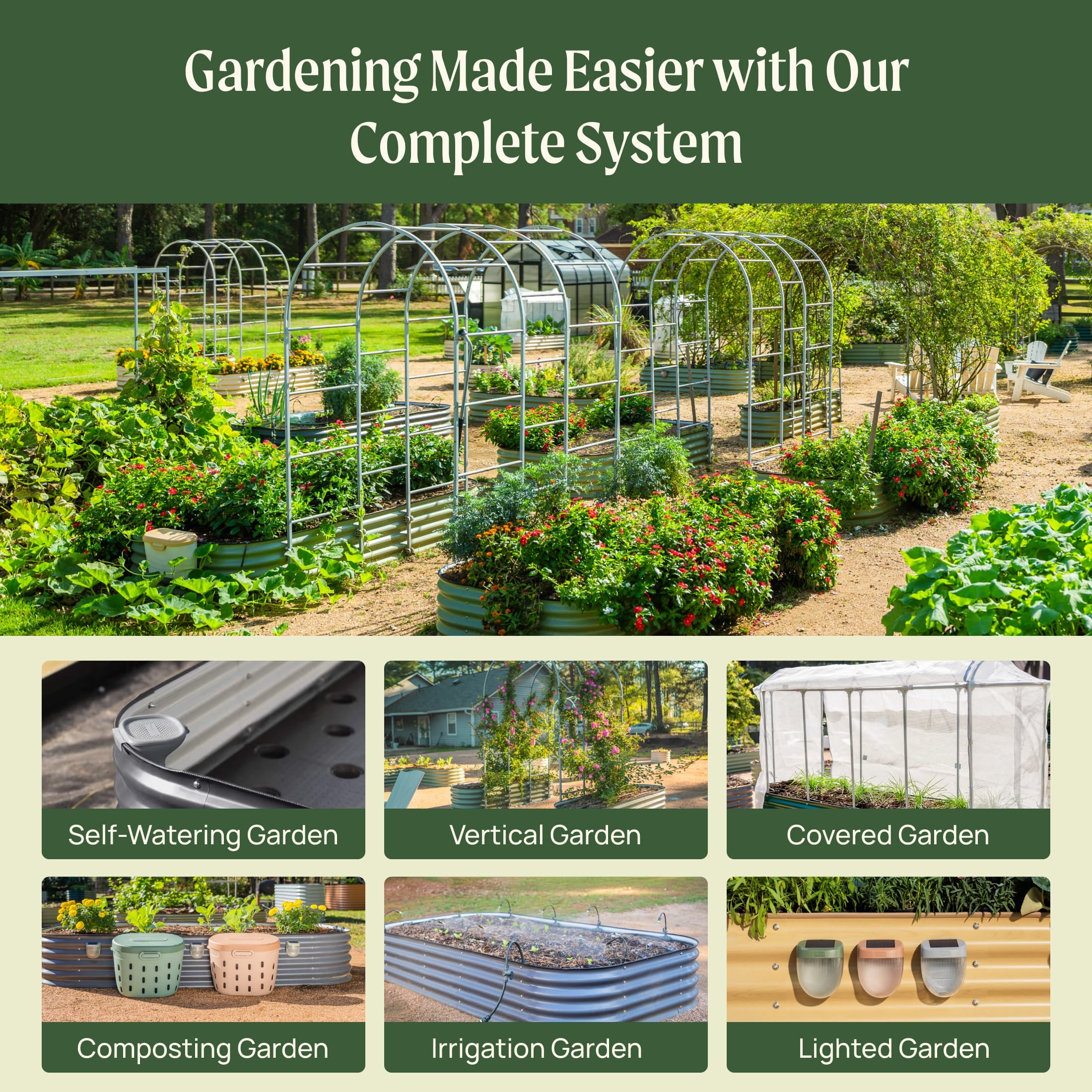17" Tall 10 In 1 Jumbo Modular Metal Raised Garden Bed Kit